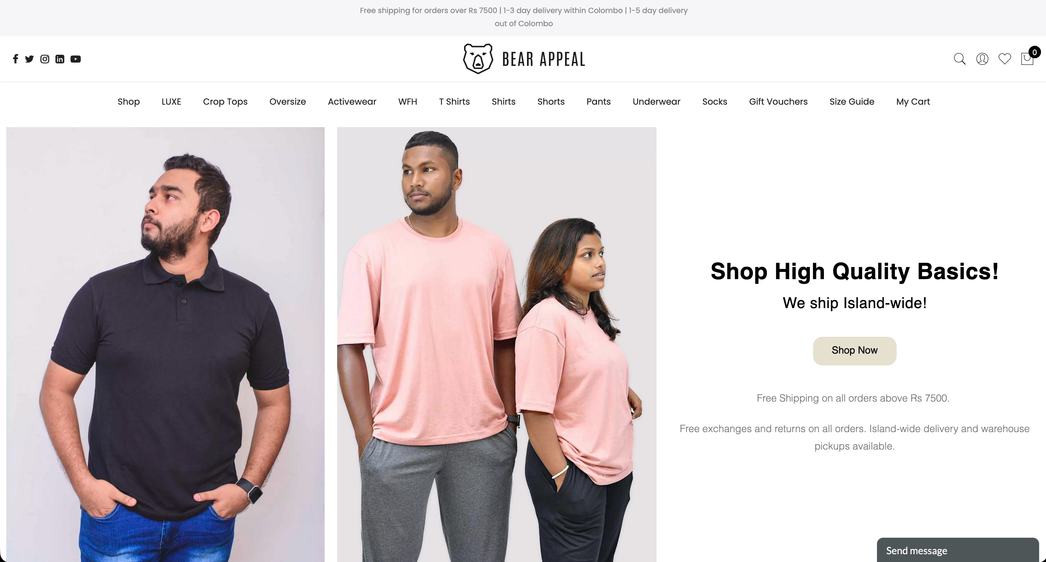 a screenshot of the Bear Appeal online store's homepage