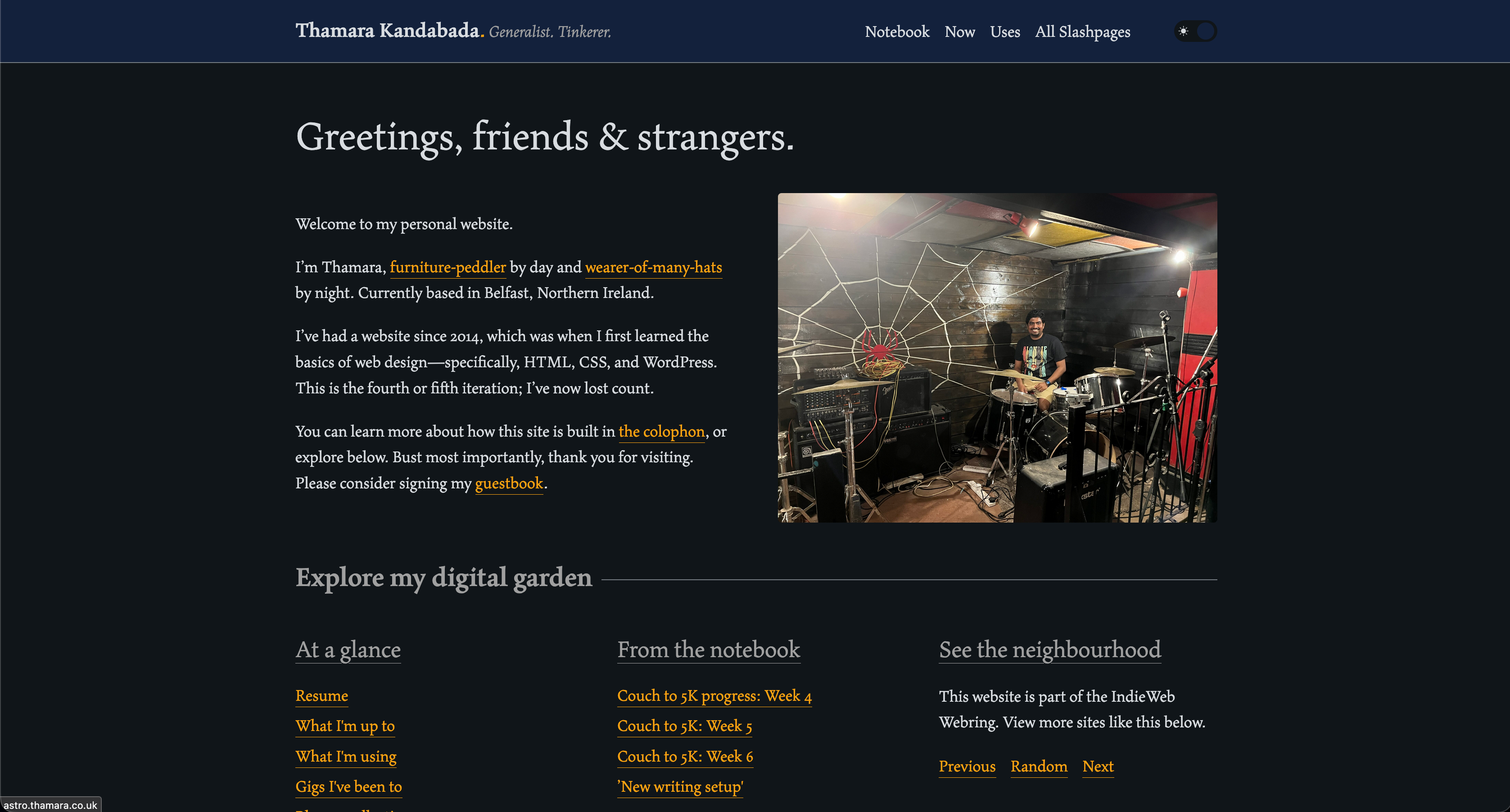 a screenshot of the homepage of this website